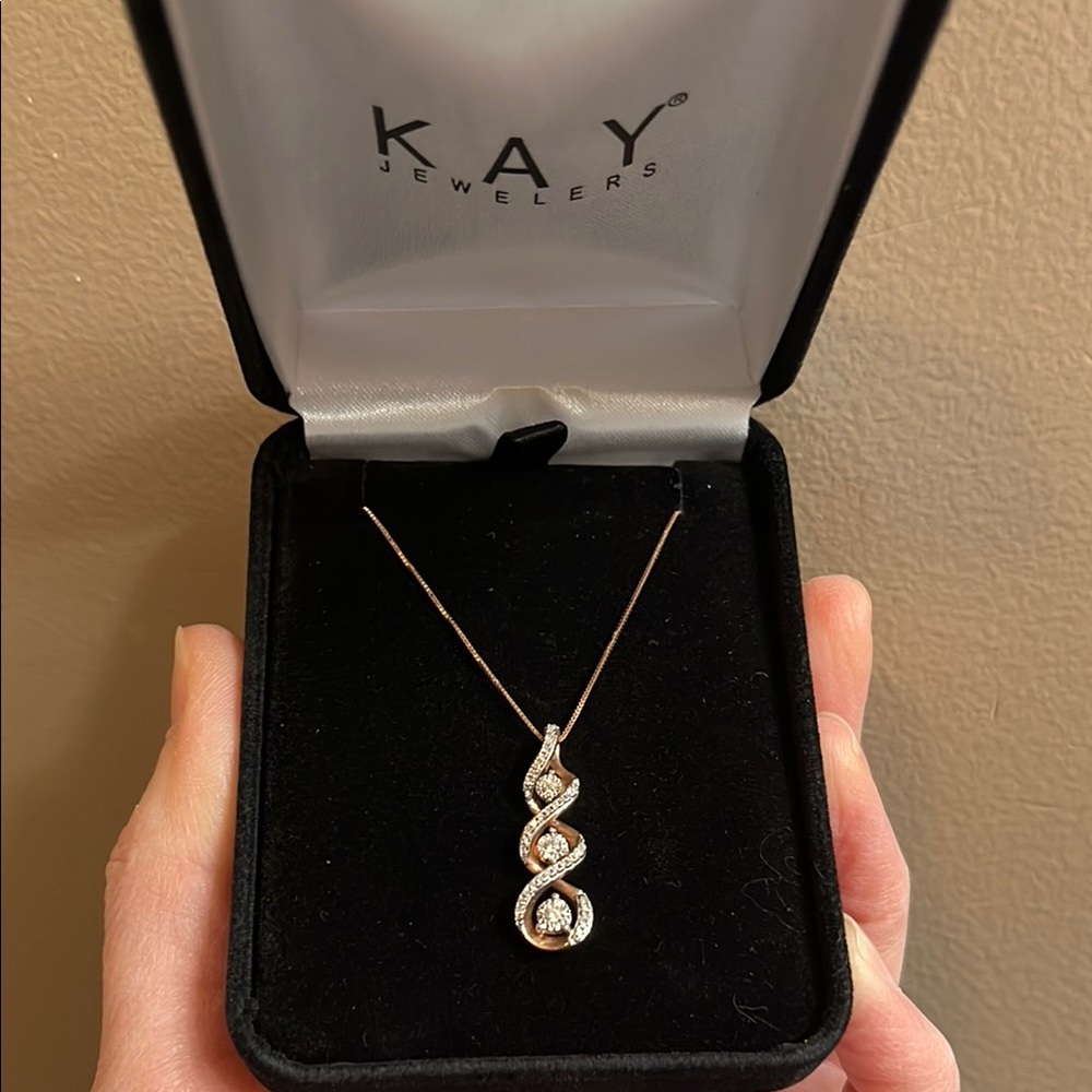 Kay Jewelers Rose Gold and Diamond Pendant Necklace